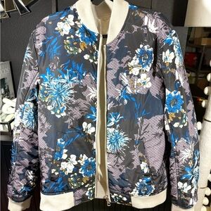 G by Guess REVERSIBLE Floral Bomber Jacket - Blue and Cream size large men